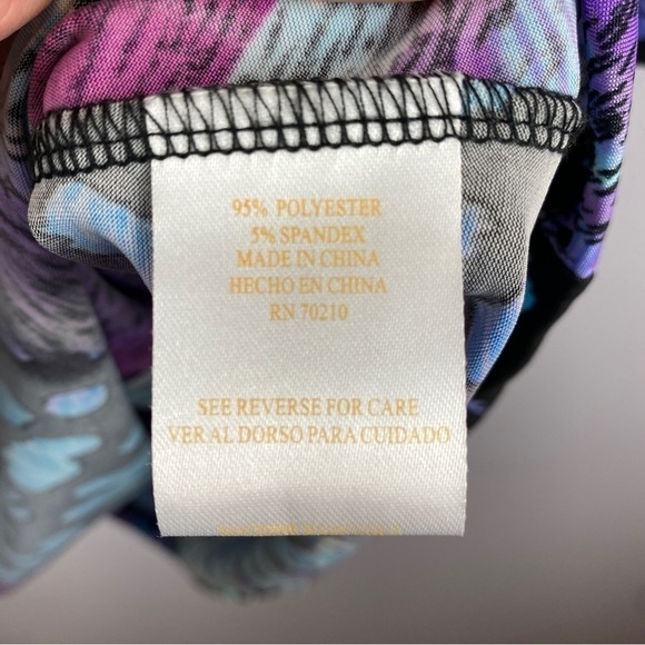 La Cera Pleat Front Printed Tunic Blue Purple Large - Picture 12 of 13